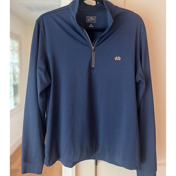 Tourney Golf 1/4 Zip Pullover ⛳️ Navy Blue M Gold Crest | Performance Stretch - Picture 4 of 10